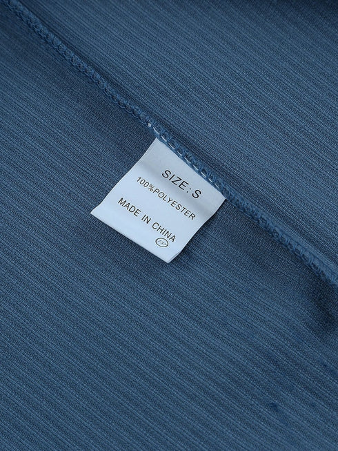 Solid V Neck Long Sleeves Metal Buttons Blouse