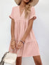 Solid V-Neck Short Sleeve Mini Dress