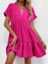 Solid V-Neck Short Sleeve Mini Dress