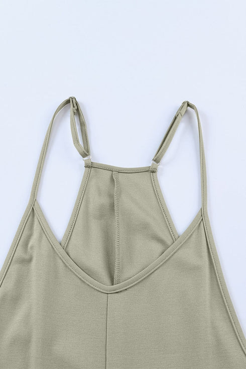 Solid Wide-Leg Spaghetti Strap Casual Jumpsuit