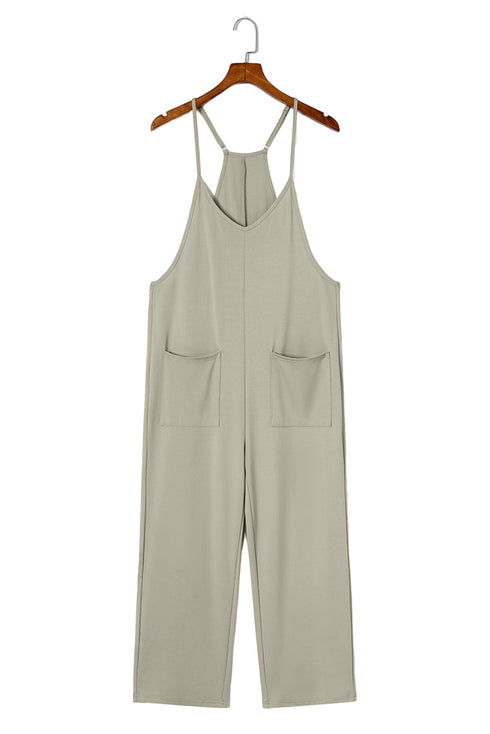 Solid Wide-Leg Spaghetti Strap Casual Jumpsuit