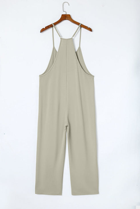 Solid Wide-Leg Spaghetti Strap Casual Jumpsuit