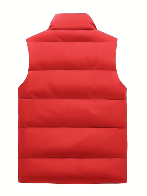 Solid Zipper Sleeveless Winter Warm Vest Jacket
