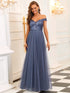 Sophisticated Off-Shoulder Sequin Evening Gown