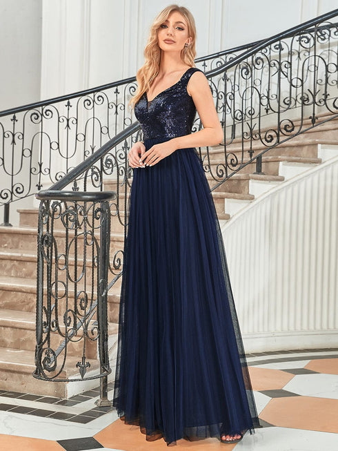 Sophisticated Off-Shoulder Sequin Evening Gown