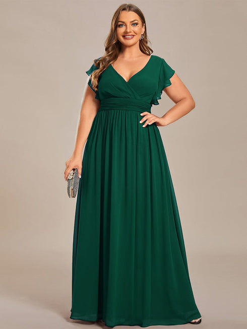 Sophisticated Plus Size Chiffon A-Line Bridesmaid Dress with Back Detail