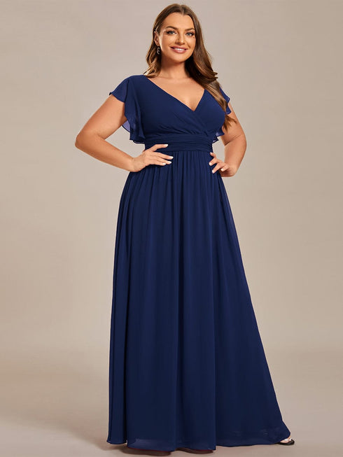 Sophisticated Plus Size Chiffon A-Line Bridesmaid Dress with Back Detail