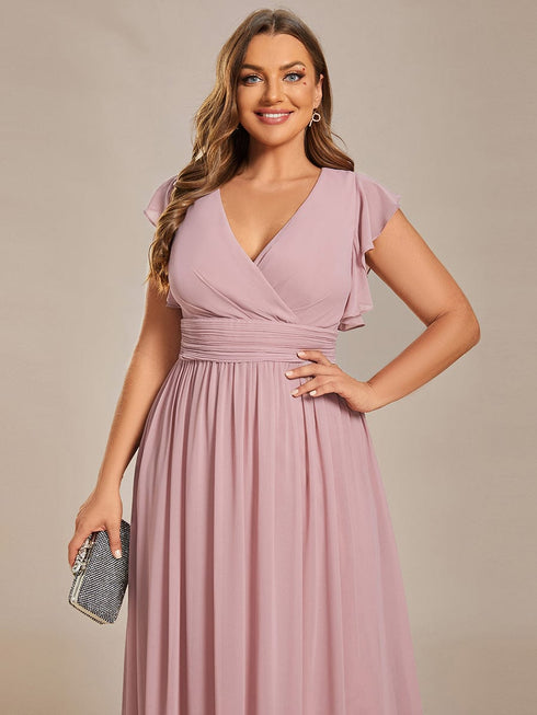 Sophisticated Plus Size Chiffon A-Line Bridesmaid Dress with Back Detail