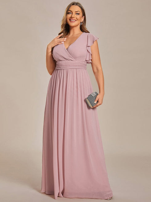 Sophisticated Plus Size Chiffon A-Line Bridesmaid Dress with Back Detail