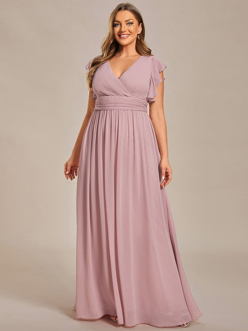 Sophisticated Plus Size Chiffon A-Line Bridesmaid Dress with Back Detail