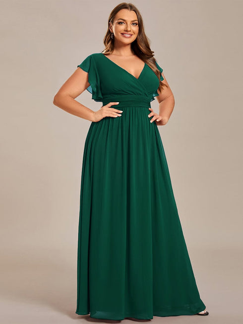Sophisticated Plus Size Chiffon A-Line Bridesmaid Dress with Back Detail