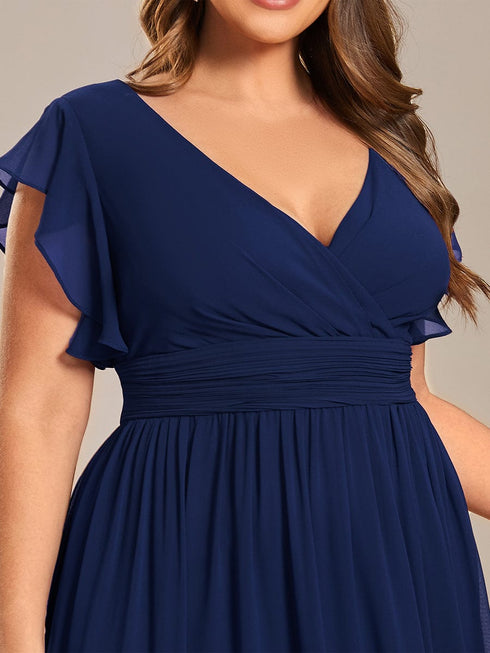 Sophisticated Plus Size Chiffon A-Line Bridesmaid Dress with Back Detail