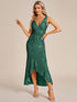 Sparkling Sequin V-Neck Sleeveless Evening Gown with Asymmetrical Hem