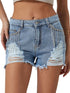 Sparkling Sky Blue Rhinestone Tassel Denim Shorts