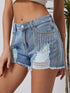 Sparkling Sky Blue Rhinestone Tassel Denim Shorts