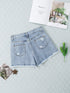 Sparkling Sky Blue Rhinestone Tassel Denim Shorts