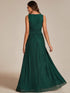 Sparkling Sleeveless Pleated Empire Waist A-Line Formal Evening Dress