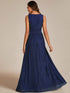 Sparkling Sleeveless Pleated Empire Waist A-Line Formal Evening Dress