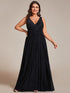Sparkling Sleeveless Pleated Empire Waist A-Line Formal Evening Dress