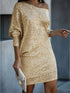 Sparkling V Neck Sequin Long Sleeve Party Mini Dress