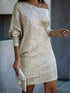 Sparkling V Neck Sequin Long Sleeve Party Mini Dress