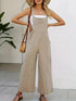 Spring and Summer Women's Casual Slant Pocket Jumpsuit with Buttons