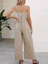 Spring and Summer Women's Casual Slant Pocket Jumpsuit with Buttons
