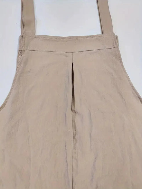 Spring and Summer Women's Casual Slant Pocket Jumpsuit with Buttons