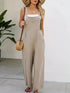 Spring and Summer Women's Casual Slant Pocket Jumpsuit with Buttons