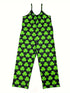 St. Patty's Day Shamrock Print Sleeveless Jumpsuit: Women's Summer Fashion