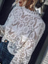 Stand Collar Hollow Lace Long Sleeve Blouse