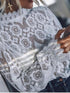 Stand Collar Hollow Lace Long Sleeve Blouse