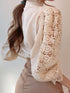 Stand Collar Hollow Lace Pearl Button Blouses
