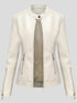 Stand-Up Collar Zipper PU Leather Jacket