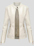 Stand-Up Collar Zipper PU Leather Jacket