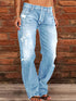 Stretch Ripped Washed Casual Straight Jeans