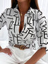 Striped Knit Women's Standard Collar Blouse for All Seasons