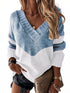 Striped Leopard Color Block Crochet Print Casual Long Sleeve Sweater