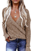 Striped Leopard Color Block Crochet Print Casual Long Sleeve Sweater