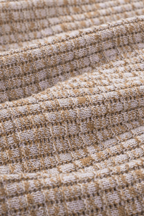 Striped Leopard Color Block Crochet Print Casual Long Sleeve Sweater