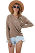 Striped Leopard Color Block Crochet Print Casual Long Sleeve Sweater