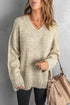 Striped Leopard Color Block Crochet Print Casual Long Sleeve Sweater