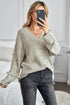 Striped Leopard Color Block Crochet Print Casual Long Sleeve Sweater
