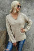 Striped Leopard Color Block Crochet Print Casual Long Sleeve Sweater