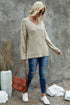 Striped Leopard Color Block Crochet Print Casual Long Sleeve Sweater