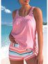 Striped Pink Tankini Swimsuit Set for Women