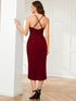 Stylish Backless Tea Length Wedding Guest Gown