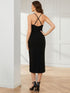 Stylish Backless Tea Length Wedding Guest Gown