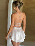Stylish Backless Tiered Cowl Neck A-line Mini Dress