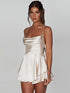 Stylish Backless Tiered Cowl Neck A-line Mini Dress